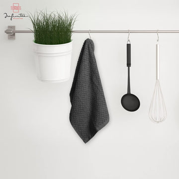Infinitee Xclusives 100% Cotton Kitchen Towels - 15x25 Inch Ultra Soft Tea Towel, Super Absorbent Terry Dish Towels for Kitchen Linens|Grey