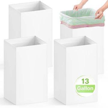 4 Pack Extra Large Disposable Trash Cans, Reusable Portable Garbage Can, 13 Gallon (21.6" H x 13.5" W x 10" D)