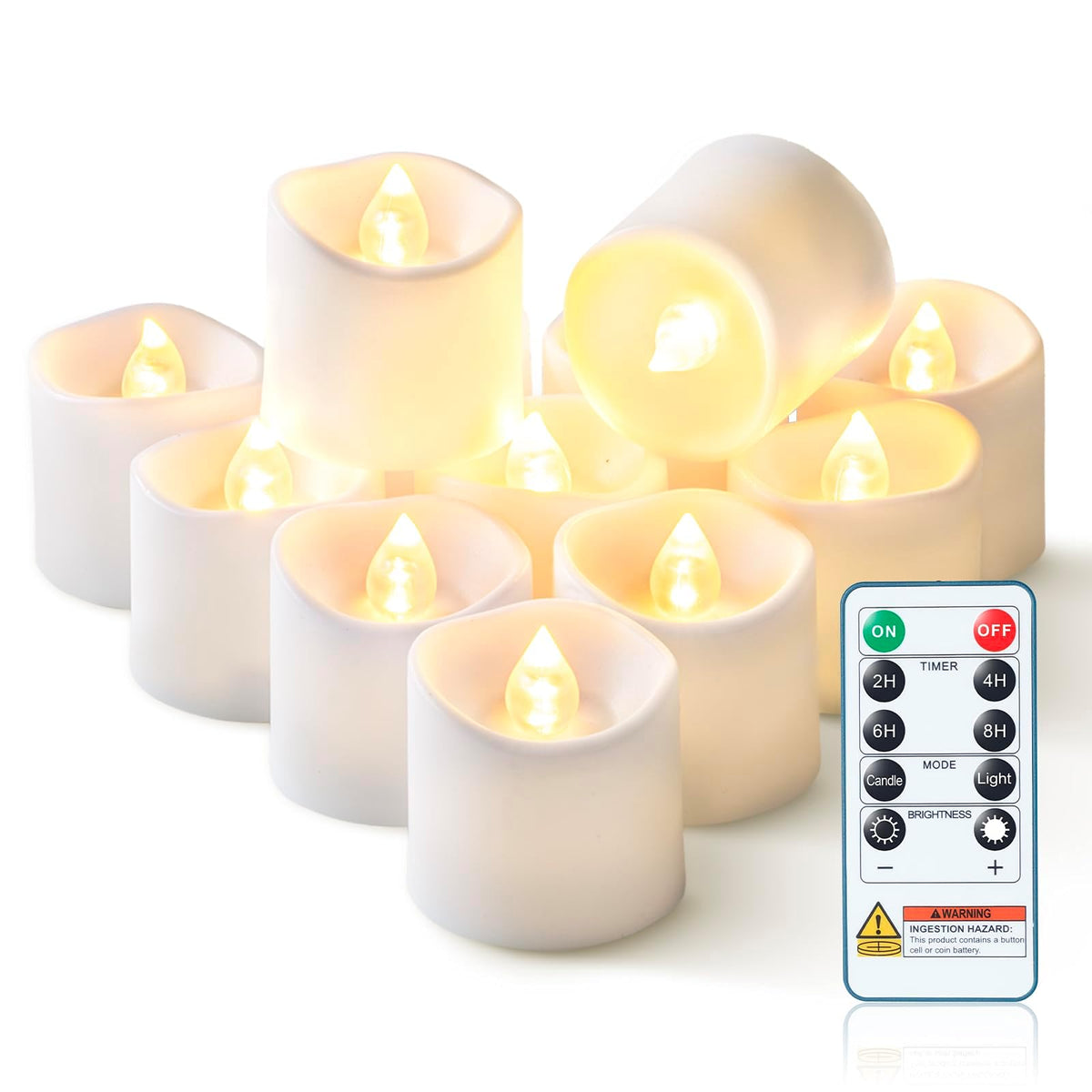 Homemory White Flameless LED Votive Tealight Candles & Timer Remote, 12Pack