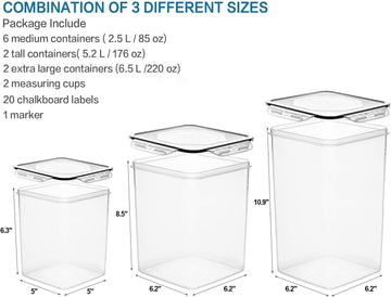 VERONES Large Tall Airtight Food Storage Containers, 10 Pack Plastic Airtight Kitchen & Pantry Organization, Ideal