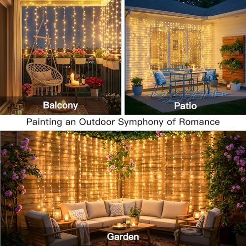 suddus Curtain Lights for Bedroom, 200 Led Hanging String Light Outdoor, Fairy Curtain Lights Indoor for Christmas, Dorm, Wall, Backdrop, Window