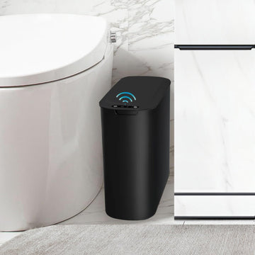 TIPGO Automatic Motion Sensor Bathroom Trash Can with Lid, 2.6 Gallon Touchless Trash Bin, Smart Garbage Can Plastic Slim Wastebasket for Bedroom