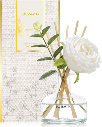 Reed Diffusers Set, 7.10 oz Flower Scented Diffuser with 7 Sticks, Long Lasting Home Fragrance for 120 Days, Perfect for Bathroom, Shelf Decor