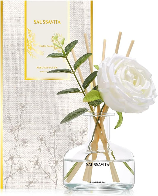 Reed Diffusers Set, 7.10 oz Flower Scented Diffuser with 7 Sticks, Long Lasting Home Fragrance for 120 Days, Perfect for Bathroom, Shelf Decor