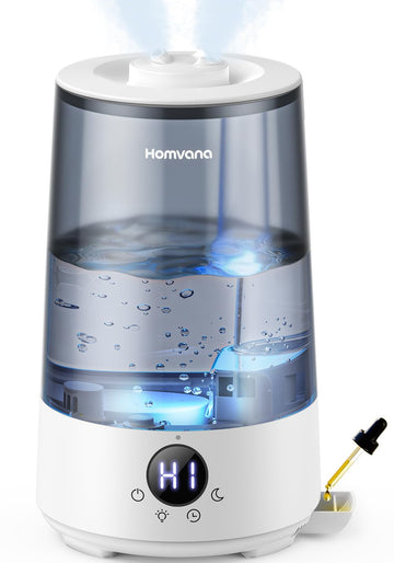Homvana Humidifiers for Bedroom Home, 3.6 L Cool Mist Top-Fill 34H Super Long Time, Quiet 23dB, Baby Humidifier, Oil Diffuser for Large Room, House