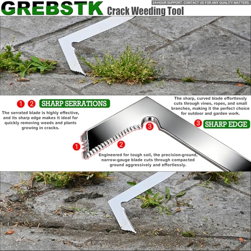 GREBSTK Crack Weeder Crevice Weeding Tool Stainless Steel Manual Weeder Beech Handle Gardening Tool