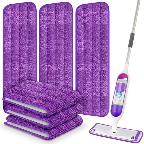 Reusable Mop Pads Compatible with Swiffer PowerMop, Microfiber Pads Refills for 13''-15'' Spray Mop, Wood Floor Replacement Refill Machine Washable for Multi-Surface Floor Cleaning, 6 Pack