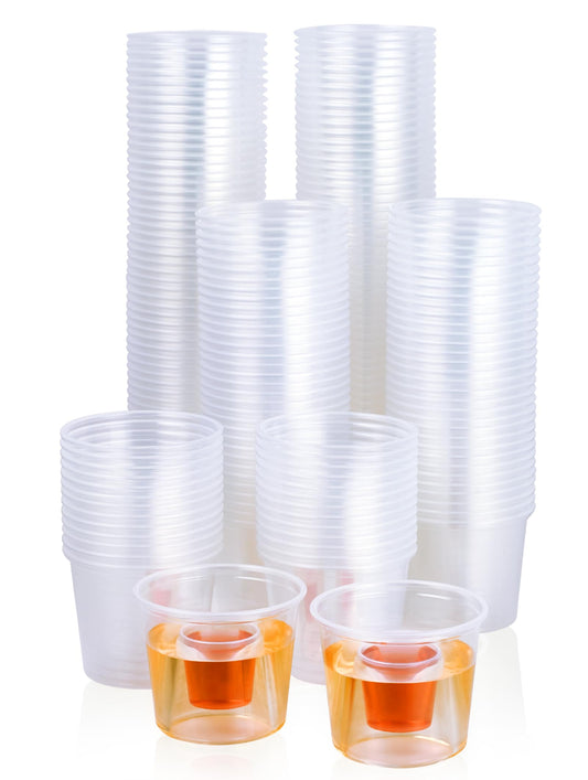 JOLLY CHEF 200 Disposable Bomber Cups Jager Bomb Shot Glasses plastic, Highly Durable and Reusable Shot Cups,Perfect for Wedding, Thanksgiving, Halloween, Christmas Party