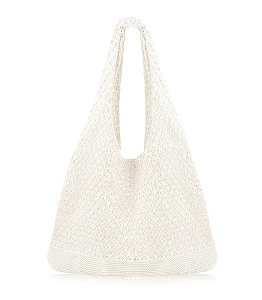 COOKOOKY Crochet Beach Tote bag Summer Beach Bag for Women Aesthetic Mesh Tote Bag Hippie Bag Knit Bag