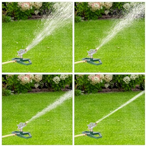 WEMADE Heavy Duty Metal Pulsating Sprinklers for Yard - 360 Degree Roating Automatic Water Sprinkler for Lawn with Metal Base, Impact Sprinklers for Large Area Covers Up to 85‘ Diameter