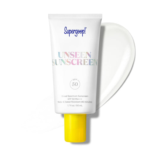 Supergoop! Unseen Sunscreen - Clear & Invisible Face Sunscreen + Broad Spectrum + Makeup-Gripping r - Weightless, Scentless, Oil Free - For All Skin Types & Tones