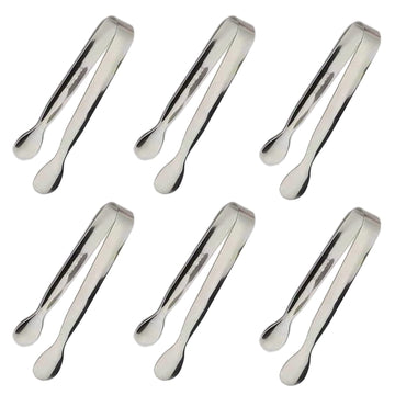 6PCS Ice Tongs Mini Sugar Tongs 4.25Inch Stainless Steel Kitchen Utensils Set, Small Serving Tong and Tiny Kitchen Tong for Appetizers, Tea Party