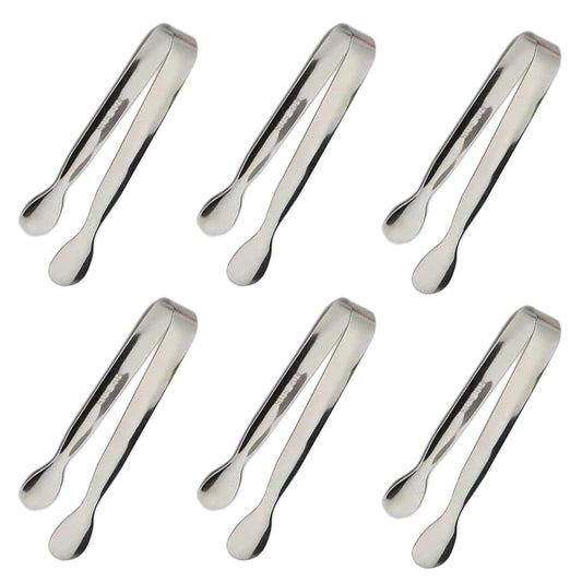 6PCS Ice Tongs Mini Sugar Tongs 4.25Inch Stainless Steel Kitchen Utensils Set,Small Serving Tong and Tiny Kitchen Tong for Appetizers,Tea Party, Coffee Bar, Desserts by Sunenlyst (Silver)