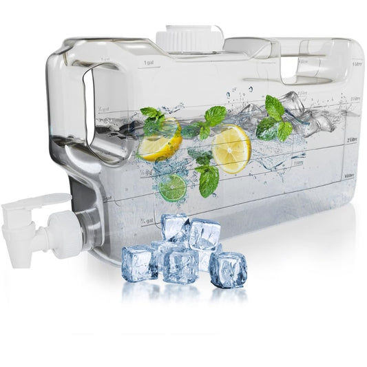 Refrigerator Water Dispenser 1.1 Gallon – Leak-Proof Slim Fridge Water Container with Spigot – BPA-Free Refillable Water Jug (Clear)
