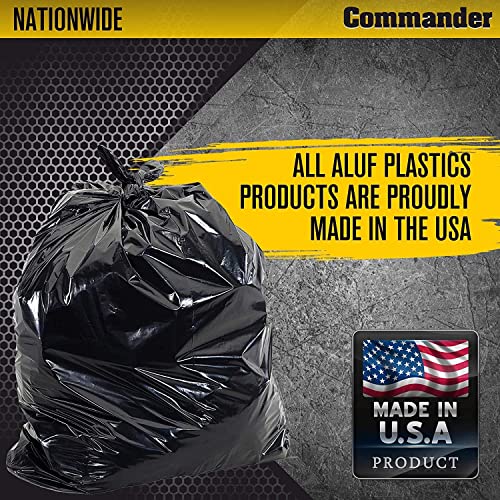 Commander 42 Gallon 2.5 MIL Black Heavy Duty Garbage Trash Bags - 32" x 46" - Pack of 20 - For Contractor, Industrial, Institutional, & Commercial