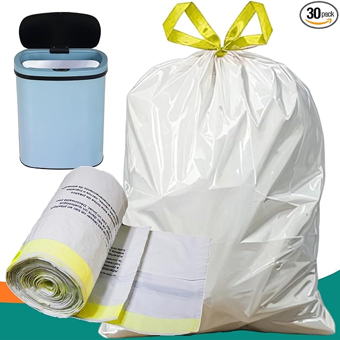 Large Trash Bags, Big Tall heavy duty 21 Gallon/ 50-90 Liter Drawstring Trash Bags, Easy-Dispense Leaf Roll, tear-free design, Extra-Strong Unscented 30 Count for Kitchen & Household & Commercial.