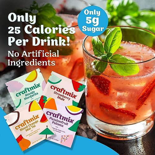 Craftmix Variety Pack Cocktail & Mocktail Drink Mixer, Skinny Mixes - Water Flavoring Packets - Made With Real Fruit - Vegan Low-Carb, Low-Sugar, Non-GMO, Dairy Free, Gluten Free, 12 Pack