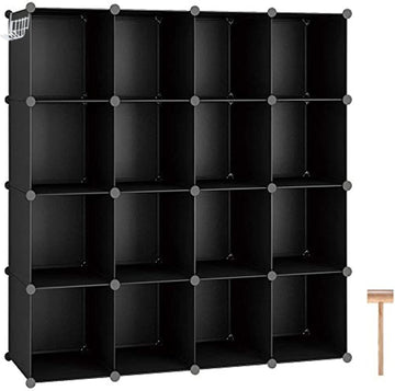 C&AHOME Cube Storage Organizer, 16-Cube Shelves Units, Plastic Storage Cubes, DIY Closet Organizer, Modular Closet Storage Shelves Ideal for Home