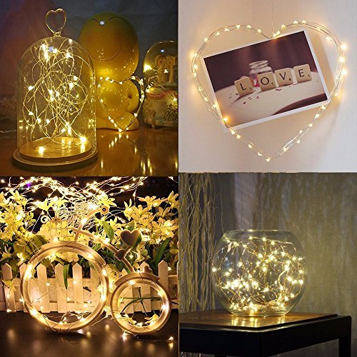 2 x Fairy Lights Battery Operated, 8 Mode 50 LEDs Remote & Timer Warm White
