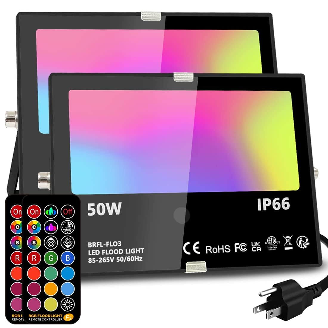 Led Flood Light Outdoor, 50W RGB Color Changing Landscape Lighting
