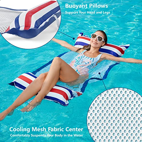 Jasonwell Inflatable Pool Hammock Float - 2 Pack Water Hammock Pool Floaties Multi-Purpose (Saddle Lounge Chair Drifter) 4 in 1 Lake Beach Floating Loungers Swimming Pool Floats Toys for Adults