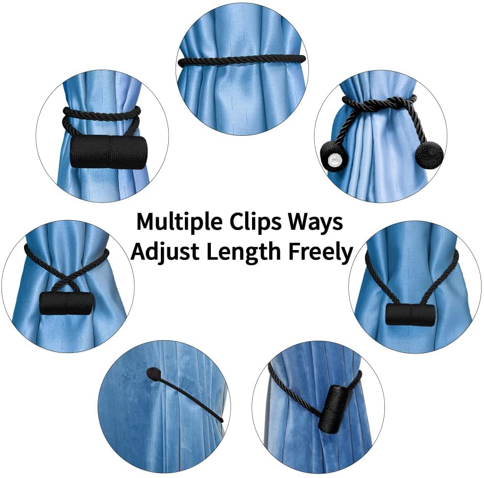 2Pack Magnetic Curtain Holdbacks Modern Upgrade Strong 16Inch Rope Ties New Twisted Handmade Rope Holdback Style Decorative Drapery Tie Backs for Home Office Window Draperies (Dark Coffee)
