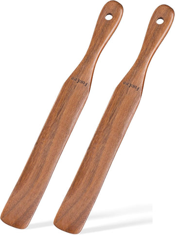 2 Pack Wooden Spurtle for Sourdough Starter, Mixing, Reaching Bottom of Jar, Dough Whisk, Long Handle Jar Spatula