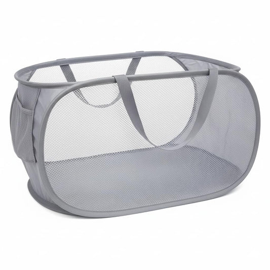 Upgraded Collapsible Laundry Baskets, Durable Pop Up Laundry Hamper, 4th Generation Mesh Laundry Bags with Reinforced Handles & Side Pocket for Laundry, Home Storage, Bathroom, Travel, Dorm