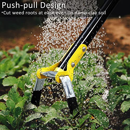 DonSail Hoe Garden Tool -Scuffle Garden Hoes for Weeding Gardening Long Handle Heavy Duty - Adjustable Weeding Loop Stirrup Hoe 30-61 Inch Black