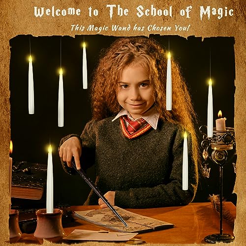Boribim 20PCS Floating Candles with Wand, Magic Hanging Candles, Flickering Warm Light LED Taper Flameless Candles with Wand Remote, Battery Operated