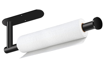 Paper Towel Holder, Self Adhesive or Drilling Paper Towel Holder Under Cabinet, Stainless Steel Black Paper Towel Holders Wall Mount for Kitchen