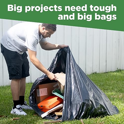 ToughBag 95-96 Gallon Extra-Large Trash Bags, 61x68” Black Garbage Bags, 1.2 Mil Thick (25 COUNT), Heavy-Duty Outdoor 95 Gallon Trash Bags – for Storage, Custodial, Landscape - Made In USA