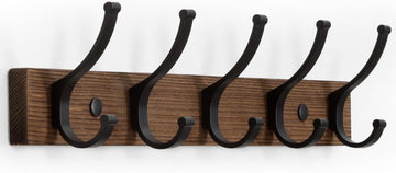 Coat Rack Wall Mount, 16.5 Inches Wood Coat Hooks, Wall Hooks for Hanging, Hat Rack Bag Hanger Key Holder for Wall, Purse Hanger Towel Racks