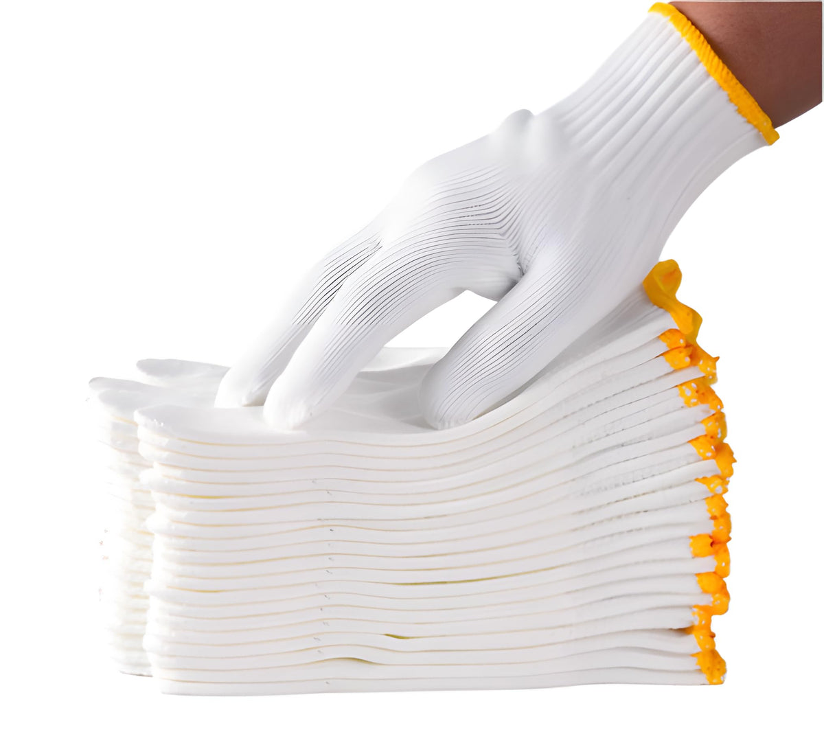 Unisex white cotton polyester knittedsafety gloves,suitable for gardening,warehouse,cooking work-12/36/240 pairs