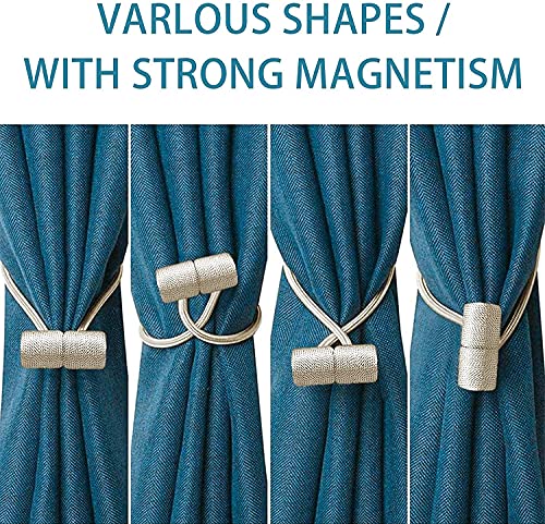 2pcs Magnetic Curtain Tiebacks, Strong Magnetic Window Curtain Tiebacks Decorative Rope Holdbacks Drapery Curtain Tie Backs for Window Draperies Hold Curtains Drape Ties Backs (Beige, 2 Pack)