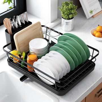 Kitsure Dish Drying Rack for Kitchen Counter, Stainless Steel Sink Organization and Storage Essentials with Cutlery Holder