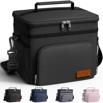 HOTOR Insulated Lunch Box for Men & Women - Leak-Proof Cooler Lunch Bag with 4 Pockets, Adjustable Strap, Ideal for Work, Picnic, Travel - Medium