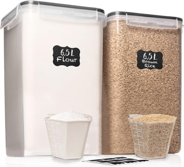 White Feather Supplies 2 PC 6.5L / 220 Oz Large Food Storage Containers with Lids Airtight