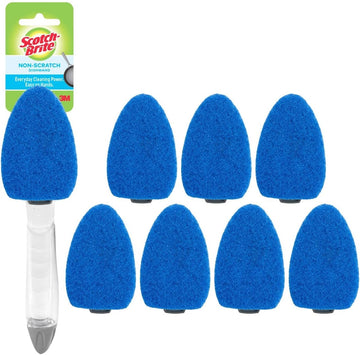 Scotch-Brite Non-Scratch Dishwand Kit, 1 Dish Wand & 7 Sponge Refills, Keep Hands Out of the Mess, Removes Stuck-on Food, for Nonstick Pots and Pans