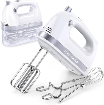 Lord Eagle Hand Mixer Electric Handheld 400W, 5-Speed Lightweight Kitchen Mixer with Storage Case, 5 Stainless Steel Attachments