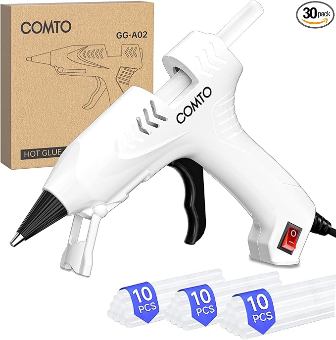 Hot Glue Gun Kit with 30 Sticks, 20W Fast Preheating Mini Hot Glue Gun and Sticks Set for School Crafts DIY Arts and Quick Home Repairs, White