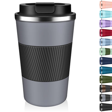 Insulated Coffee Tumbler 12 oz, Stainless Steel Coffee Mug with Lids, Travel Coffee Mug Leak Proof, Double Wall Vacuum Insulated Reusable Coffee Cup