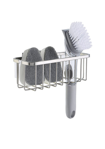 SunnyPoint NeverRust Deluxe Kitchen & Bathroom Sink Sponge Holder Organizer with Adhesive Mount - Additional Suction Cup Included
