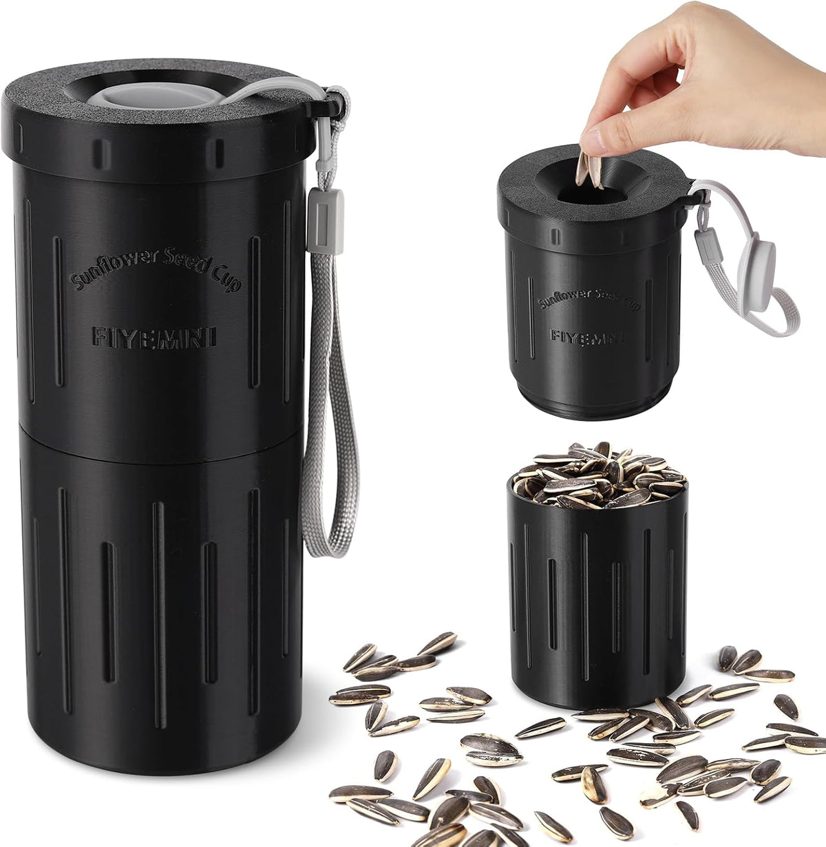 Sunflower Seed Spit Cup, with Seed Storage & Shell Disposal. 3D Printed Portable Pistachios Snack Nut Bowl Cup for in-Car