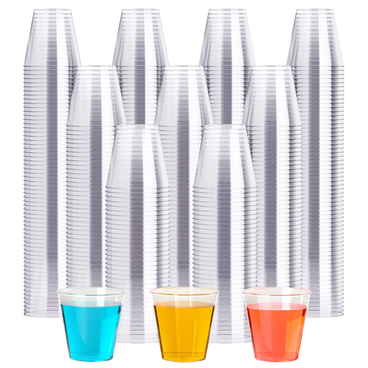 2 OZ 500 Pack Plastic Shot Glasses, Disposable Cups, Wine Tasting Cups, Small Plastic Tumbler for Whiskey, Wine Tasting, Food Samples, Perfect for Halloween, Thanksgiving, Christmas Party