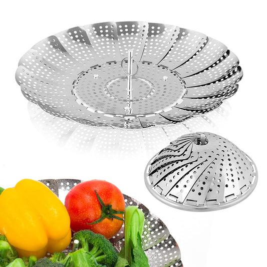 Vegetable Steamer Basket, Premium Stainless Steel Veggie Steamer Basket - Folding Expandable Steamers to Fits Various Size Pot Small by SAYFINE (5.5" to 9.2")