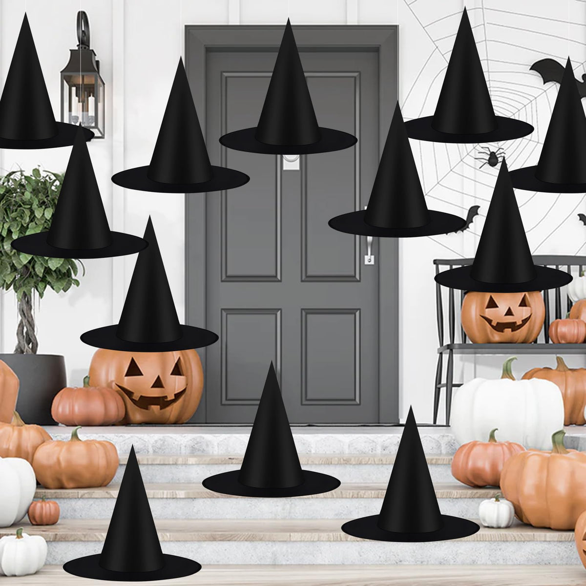 12 Pcs Halloween Decorations 15" Floating Witch Hats Wiches Hanging Decor