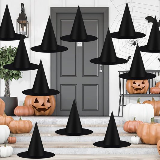 12 Pcs Halloween Decorations 15" Floating Witch Hats Wiches Hanging Decor