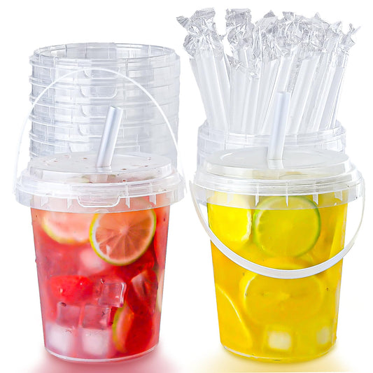 Qsqwsuye 15sets disposable plastic cup with lid and straw, 34 ounce reusable and suitable for outdoor travel beverage packaging pool party supplies beach party supplies picnic supplies