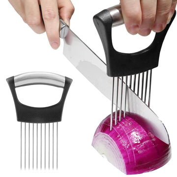 JAYVAR Onion Holder for Slicing, Onion Cutter Vegetable Chopper, Stainless Steel Tomato Slicer Vegetable Cutter for Potato, Avocados, Eggs
